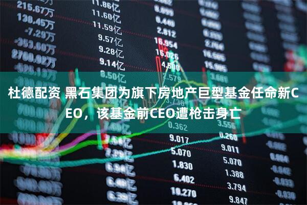 杜德配资 黑石集团为旗下房地产巨型基金任命新CEO，该基金前CEO遭枪击身亡